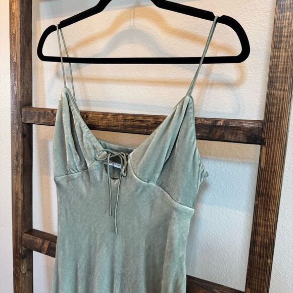 NWT Susana Monaco Celadon Velvet Silk Bias Cut Midi Dress - Picture 5 of 10